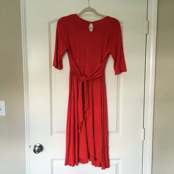 Maternal America Red Empire Waist Maternity Dress - Picture 3 of 6